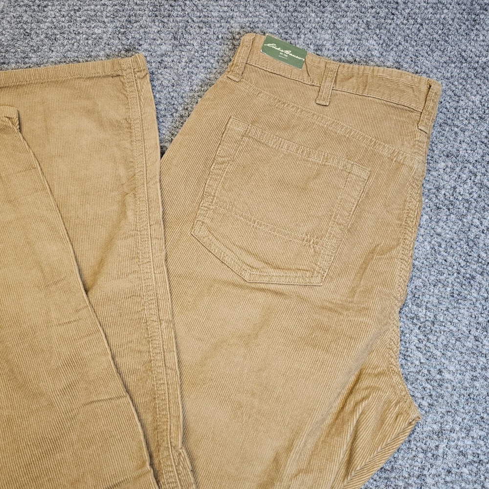 NWT Eddie Bauer Mens Corduroy Pants 5 Pocket Tan Straight Fit‎ Size 36x34